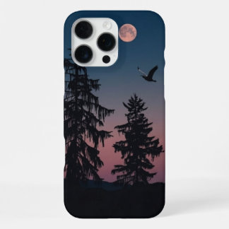 Mondlicht-Wald-Handyhülle — Vollmond-Nachthimmel A iPhone 16 Pro Max Hülle