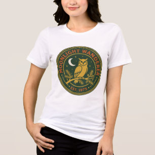 Mondlicht-Wanderer Vintage Eule Kiefernzweig-Abzei Tri-Blend Shirt