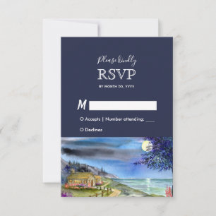 Mondlicht-Weg-Aquarell-Hochzeitsantwort RSVP Karte