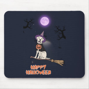 Mondlicht-Welpe – Halloween-Hund im Hexenhut Mousepad