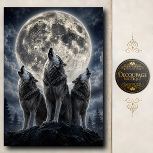 Mondlicht-Wolf-Chor-Decoupage Seidenpapier
