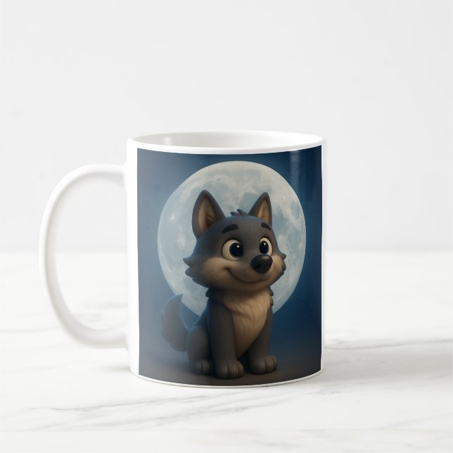 Mondlicht-Wolf-Tasse Kaffeetasse (Links)