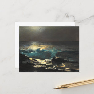 Mondlicht, Wood Island Light von Winslow Homer. Postkarte