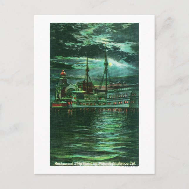 Mondlichter Blick auf das Restaurant Ship Hotel Postkarte (Vorderseite)