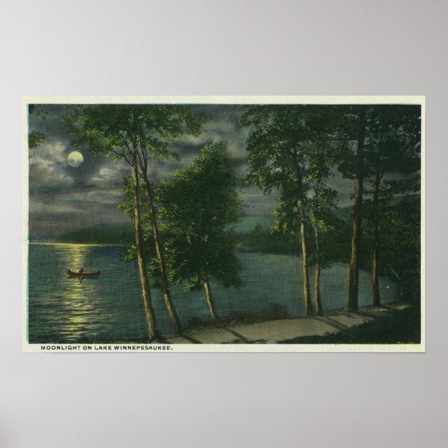 Mondlichter Blick auf den See Poster (Vorne)