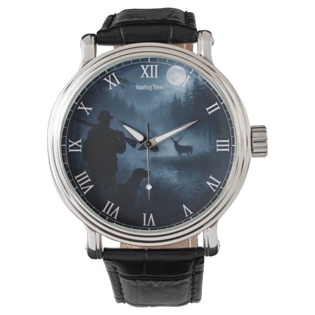 Mondlichtjagd im Nebel Armbanduhr (Vorderseite)