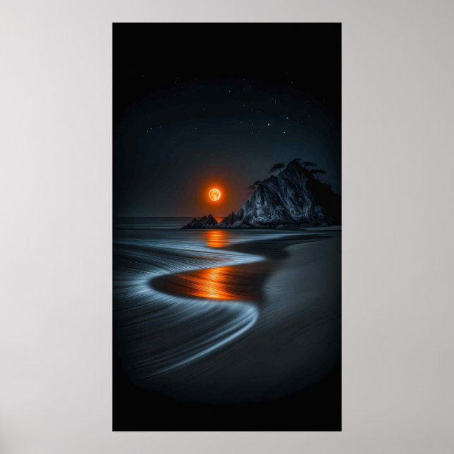 Mondlichtpfad: Stille am Strand Poster (Vorne)