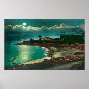 Mondlichtsicht auf die Vue de l'EauSanta Cruz, CA Poster