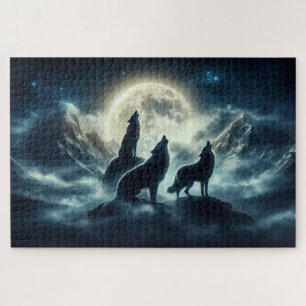Mondlichtspitzen, Majestic Wölfe, Howling Wölfe Puzzle