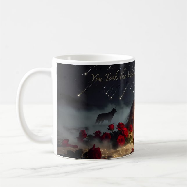 Mondliebende Gestohlene Worte Romantik Kunst Tasse (Links)
