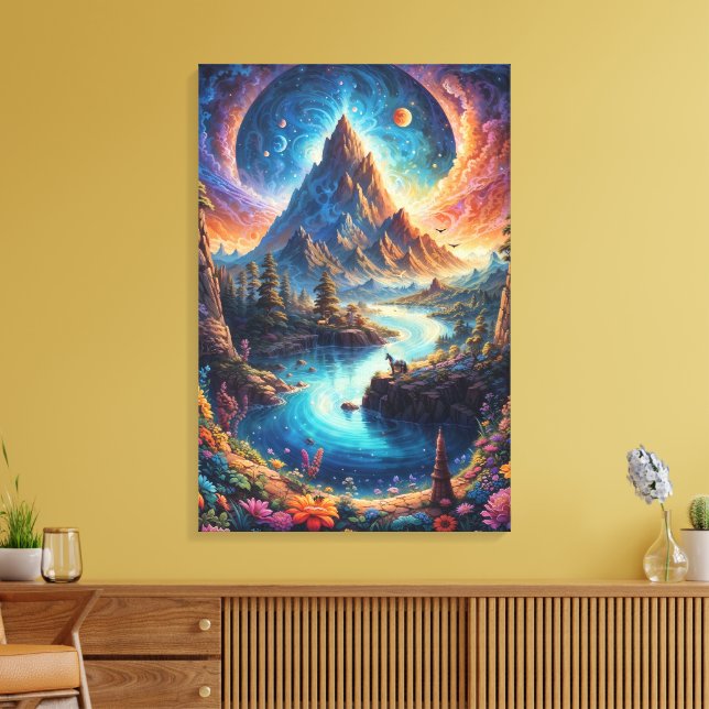 "Mondlit Mountain Serenity" Leinwanddruck (Insitu (Wohnzimmer))