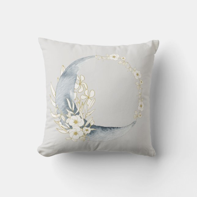 Mondmagen-Halbmond und Blumenmuster Kissen (Vorderseite)