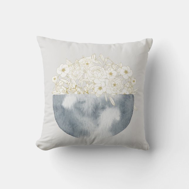 Mondmagie Halbmond und Blumenmuster Kissen (Vorderseite)