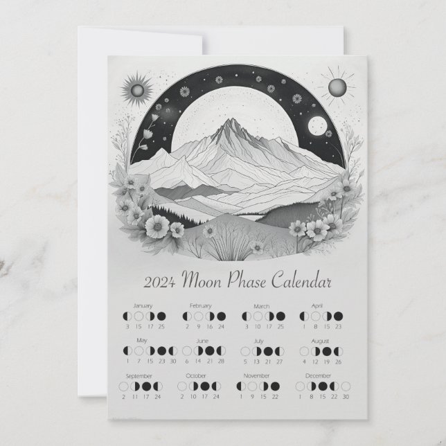 Mondmond-Zyklus der Mondphase 2024 südliche Hemisp Einladung (Vorderseite)