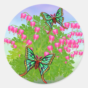 Mondmonde auf Blutung Blume des Herzens Runder Aufkleber