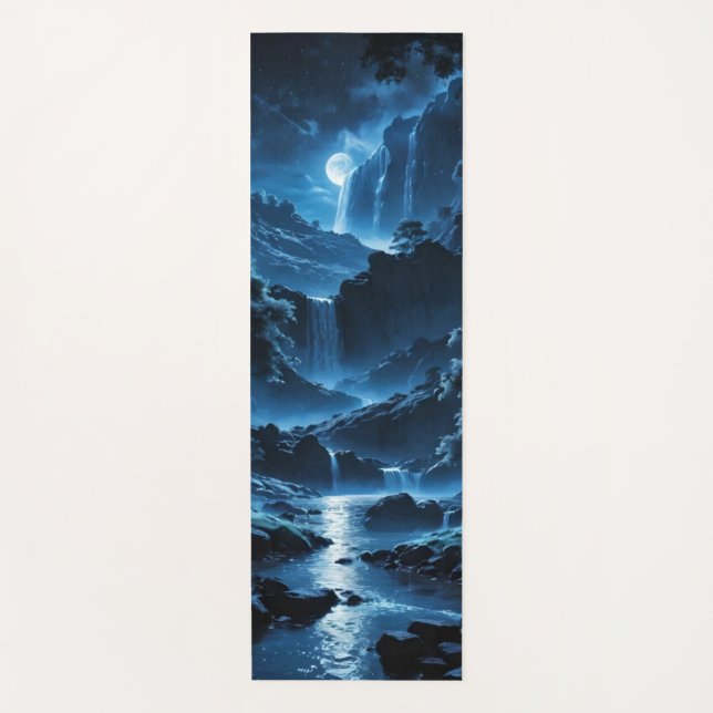 Mondnacht am Wasserfall Yogamatte (Vorderseite)