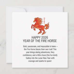 Mondneujahr 2026 Jahr des Feuerpferds Feiertagskarte