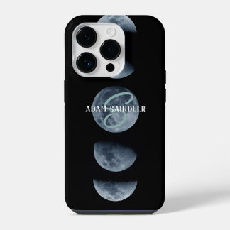 Mondphasen benutzerdefinierter Name Schwarz Galaxy iPhone 14 Pro Hülle