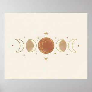 Mondphasen Boho Badezimmer Wandkunst Poster