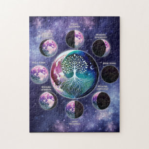 Mondphasen-Chart-Magnet mit Lebensbaum Celest Puzzle