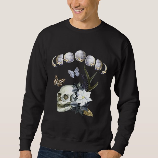 Mondphasen des Mond-Blumen-Schmetterlingskuppels Sweatshirt (Vorderseite)