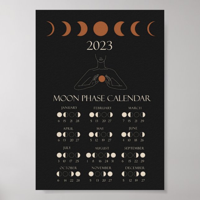 Mondphasen-Kalender 2023 Mauer Art Poster (Vorne)