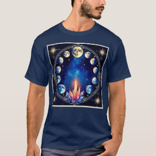 Mondphasen Kristall Kosmos T-Shirt