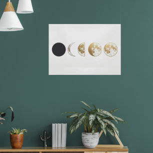 Mondphasen Lunar Zyklus Kunstprint Himmelsgestir Poster