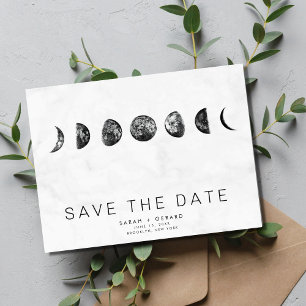 Mondphasen-Marmor-Hochzeit-Save-Dates Ankündigungspostkarte