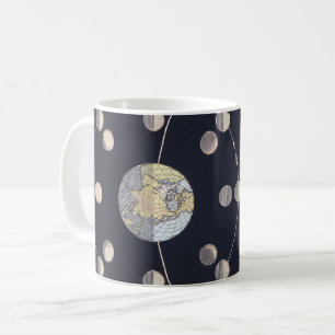 Mondphasen mit Erde & Sonne, Vintage-Astronomie Tasse