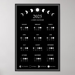 Mondphasen-Mondkalender 2025 Minimalistischer Kale Poster