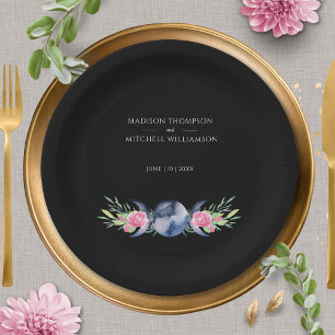 Mondphasen Rosen Blumenrosen Metaphysische Hochzei Pappteller