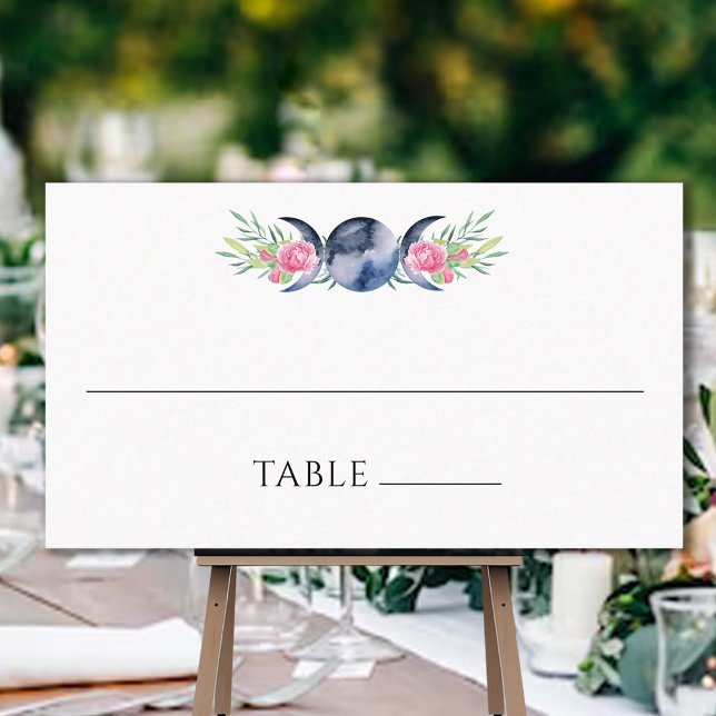 Mondphasen Rosen Blumenrosen Metaphysische Hochzei Platzkarte (Von Creator hochgeladen)