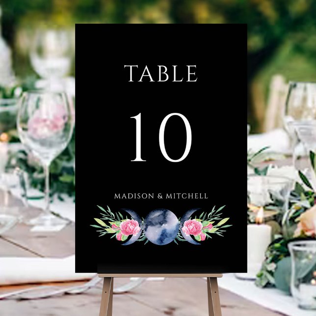 Mondphasen Rosen Blumenrosen Metaphysische Hochzei Tischnummer (Von Creator hochgeladen)