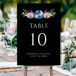 Mondphasen Rosen Blumenrosen Metaphysische Hochzei Tischnummer