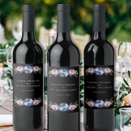 Mondphasen Rosen Blumenrosen Metaphysische Hochzei Weinetikett