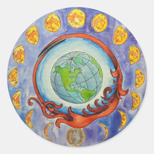 Mondphasen Runder Aufkleber (Vorderseite)