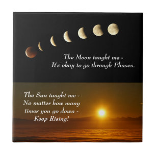 Mondphasen Sonnenaufgang Inspirierender Spruch Fliese