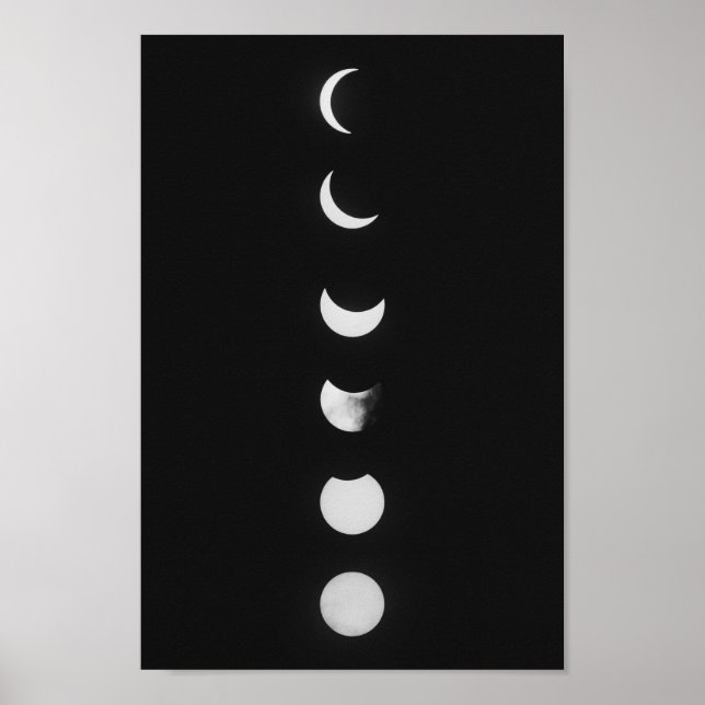 Mondphasen und Eclipse im Schwarz-Weiß-Foto Poster (Vorne)