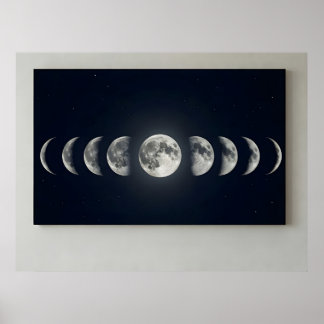 Mondphasen-Wandkunst Leinwanddruck Poster