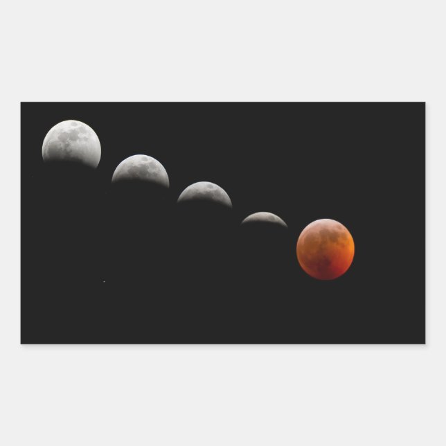Mondphasen zu einer vollen Eclipse des Mondsticker Rechteckiger Aufkleber (Vorderseite)
