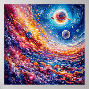 Mondplaneten-Galaxie Poster