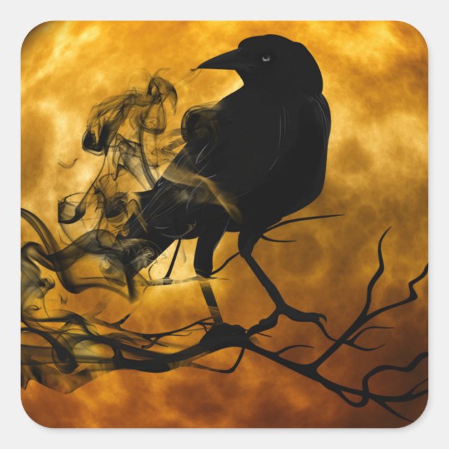 Mondravenaufkleber Quadratischer Aufkleber (Vorderseite)