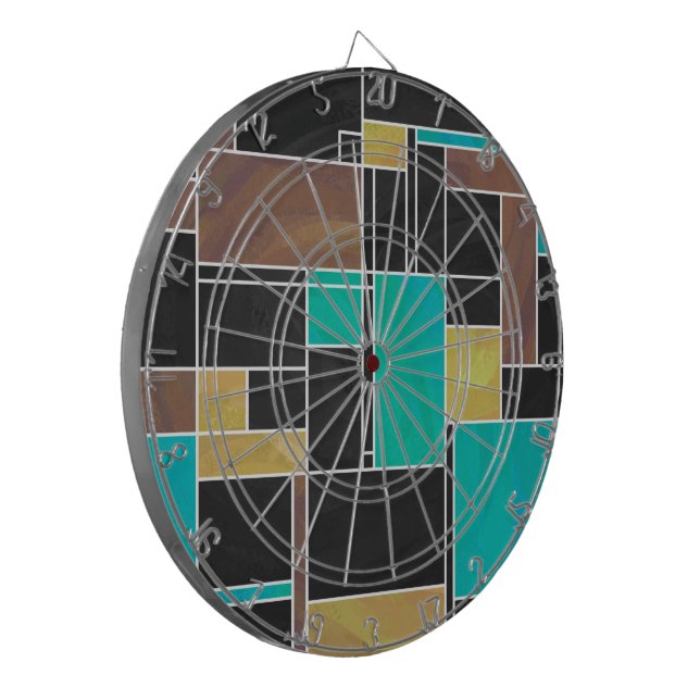 Mondrian Aquamarin Brown Black Print Dartscheibe (Vorderseite Links)