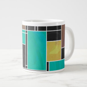 Mondrian Aquamarin Brown Black Print Jumbo-Tasse