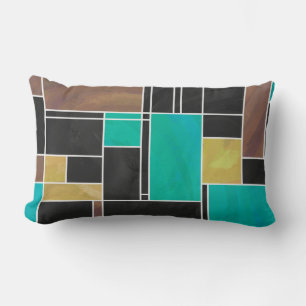 Mondrian Aquamarin Brown Black Print Lendenkissen