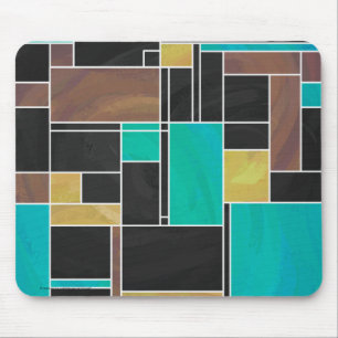 Mondrian Aquamarin Brown Black Print Mousepad