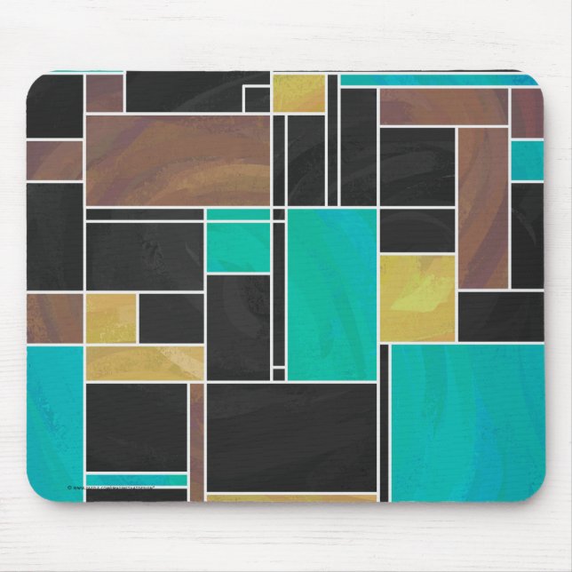 Mondrian Aquamarin Brown Black Print Mousepad (Vorne)