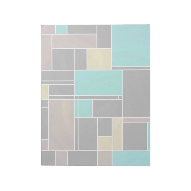 Mondrian Aquamarin Brown Black Print Notizblock (Rotiert)
