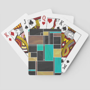 Mondrian Aquamarin Brown Black Print Spielkarten